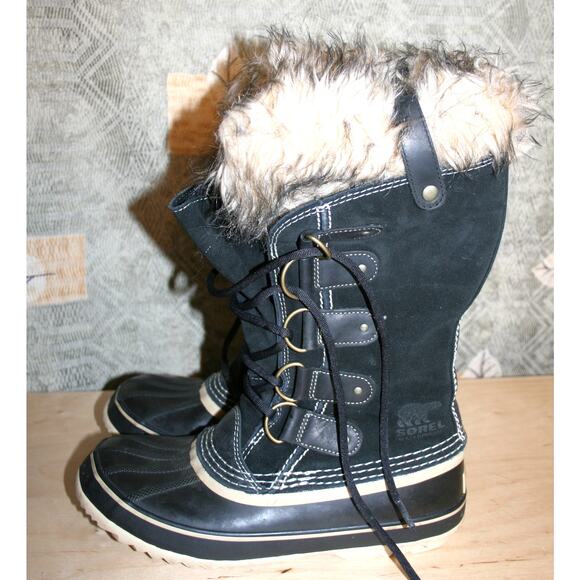 Sorel Joan of Arctic Black Leather Winter Boots 9 / 41 1/3 - Picture 3 of 7
